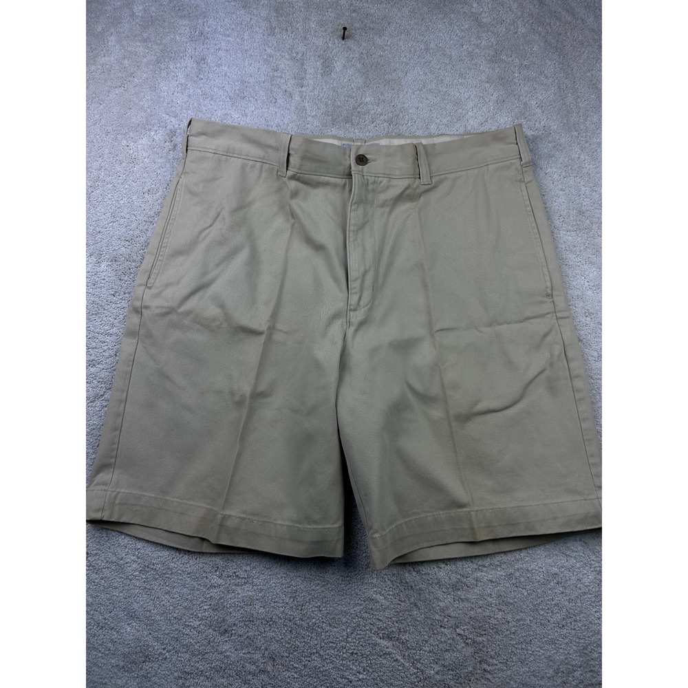 Chino Mens Shorts 38 Tan Khaki Cotton Flat Front Casual Preppy Classic